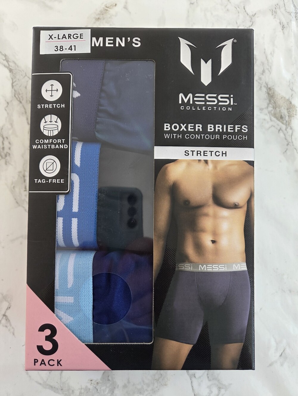 Lionel Messi Tag Free Boxer Brief Shorts 3 Pack Underwear Stretchy Contour Pouch